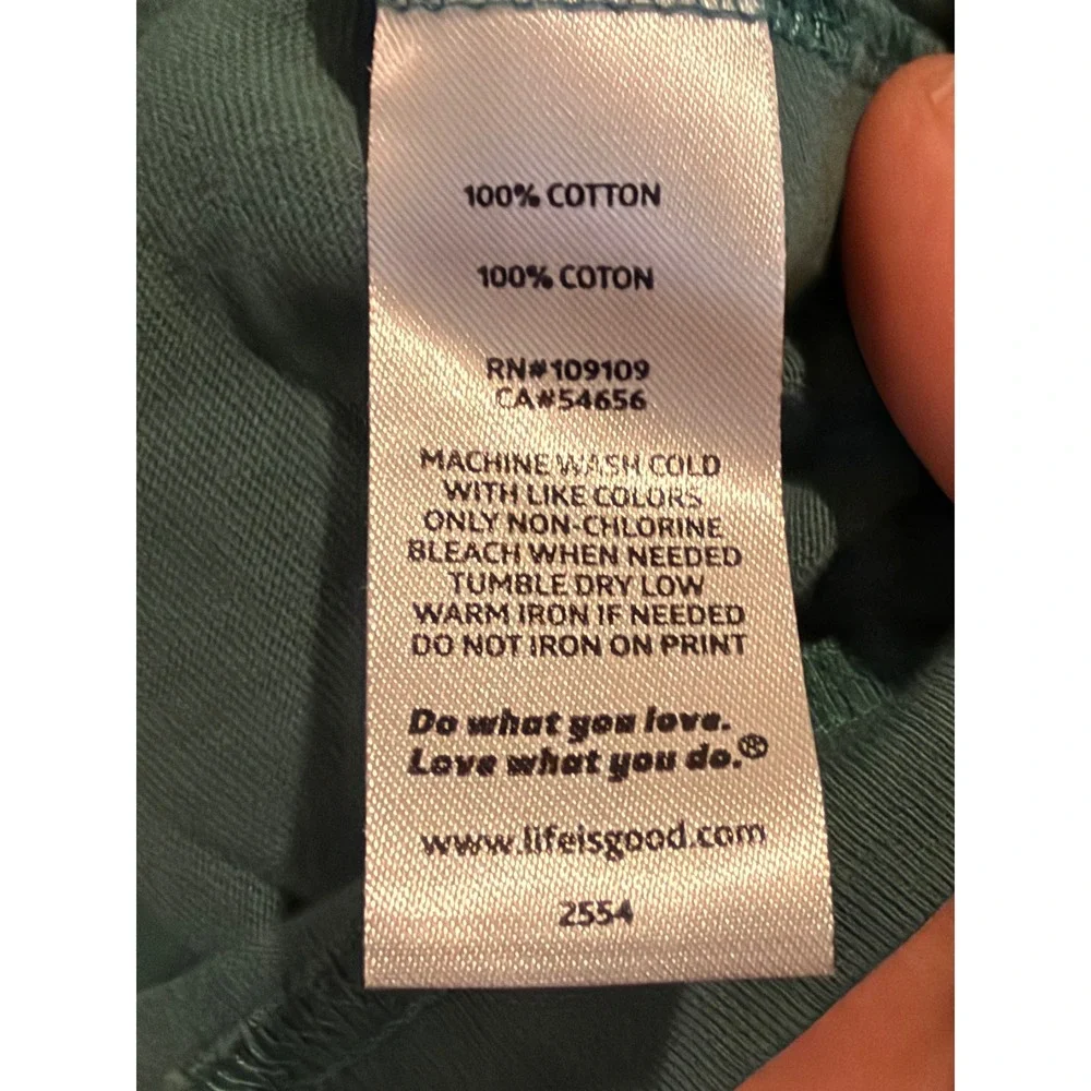 Life is Good T-Shirt Mens XXL Green Crusher Retro Stripe Mountain Graphic Tee